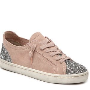 Dolce Vita blush suede and glitter sneakers size 8